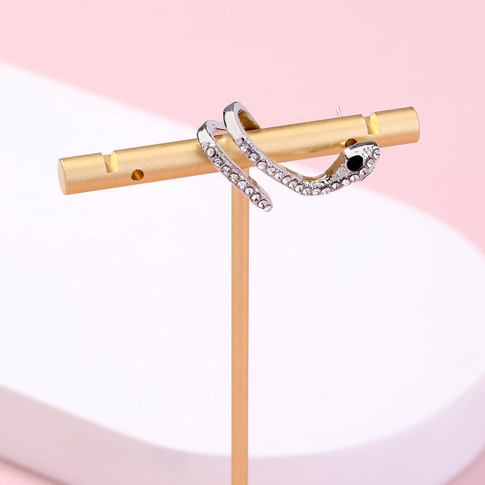 Jewelry WholesaleWholesale geometric diamond-set silver small snake stud earrings JDC-ES-NM029 Earrings 诺铭 %variant_option1% %variant_option2% %variant_option3%  Factory Price JoyasDeChina Joyas De China