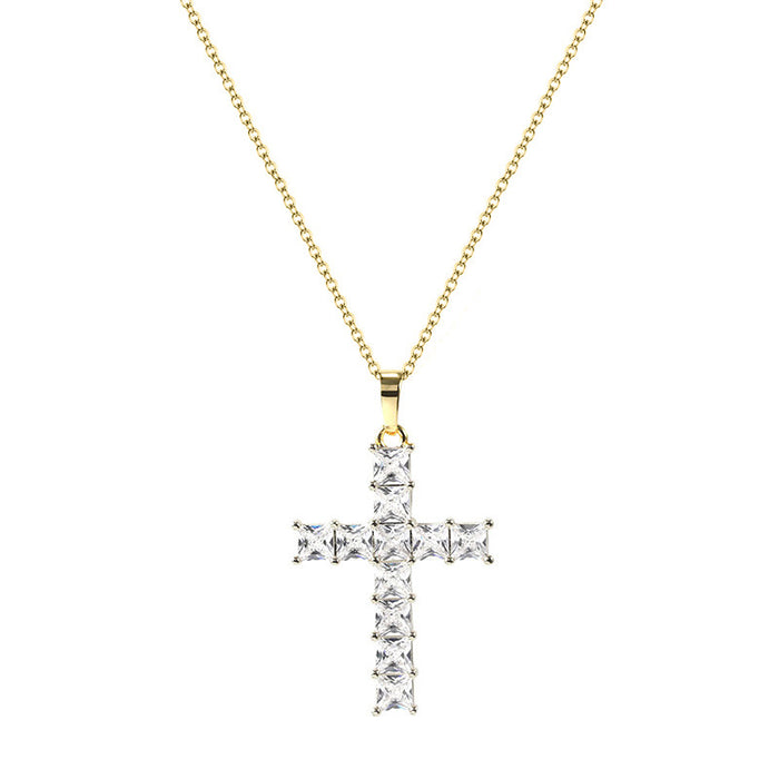 Jewelry WholesaleWholesale Copper Inlaid Zircon Cross Necklace MOQ≥2 JDC-NE-Caos020 Necklaces 曹适 %variant_option1% %variant_option2% %variant_option3%  Factory Price JoyasDeChina Joyas De China