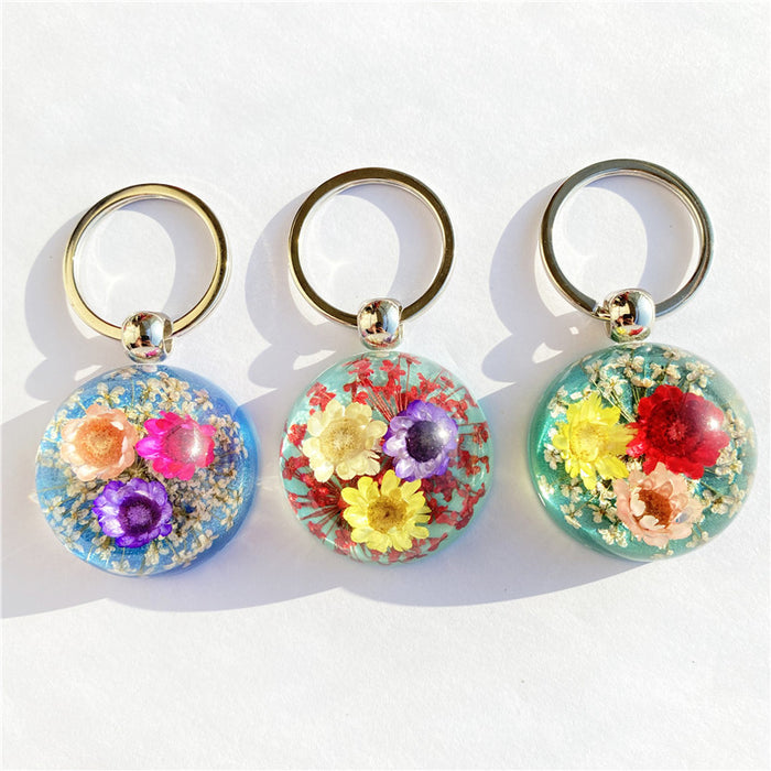 Jewelry WholesaleWholesale Random Resin Amber Dried Flower Keychain MOQ≥12 JDC-KC-AWei002 Keychains 艾薇 %variant_option1% %variant_option2% %variant_option3%  Factory Price JoyasDeChina Joyas De China