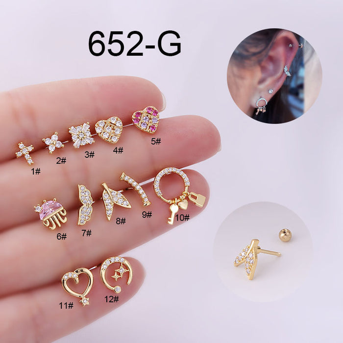 Jewelry WholesaleWholesale micro-zircon stainless steel thin rod piercing stud earrings MOQ≥2 JDC-ES-Henst006 Piercings 亨森 %variant_option1% %variant_option2% %variant_option3%  Factory Price JoyasDeChina Joyas De China