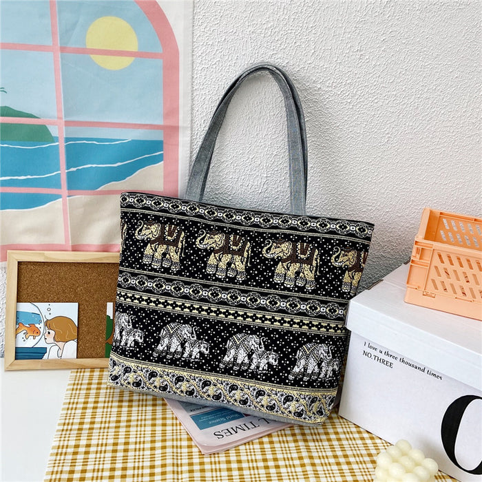 Wholesale Handbag Canvas Printed Shoulder Tote Bag MOQ≥2 JDC-HB-Weis002