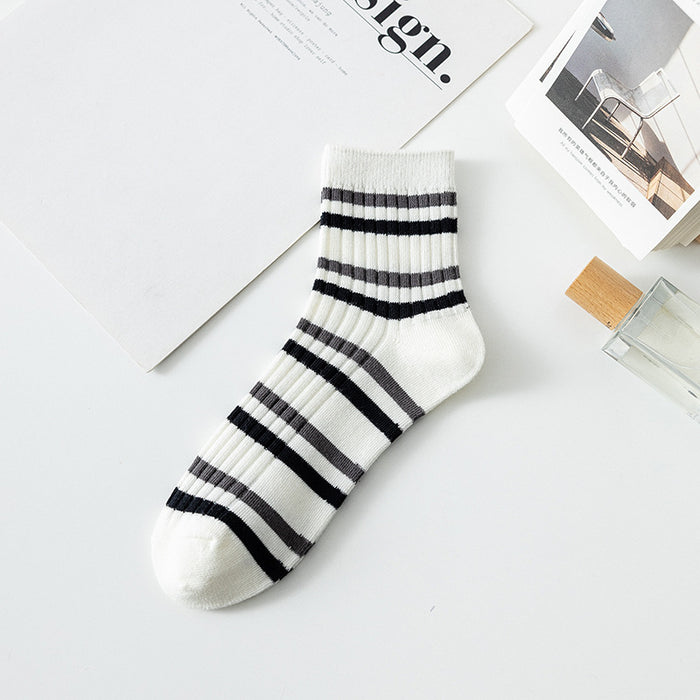 Wholesale Sock Cotton Mid Tube Sweat Absorption Sports Stripes JDC-SK-ZET005