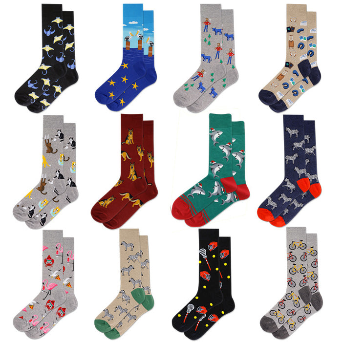 Wholesale animal series jacquard cotton socks tide socks JDC-SK-QAng008