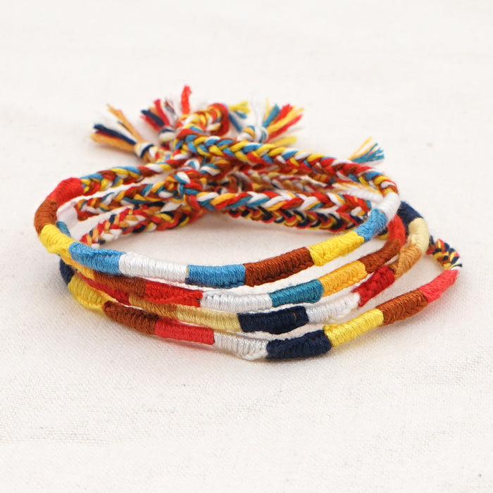 Wholesale Handmade Original Cotton Thread Pure Hand Woven Boho Color Bracelet JDC-BT-HeY017