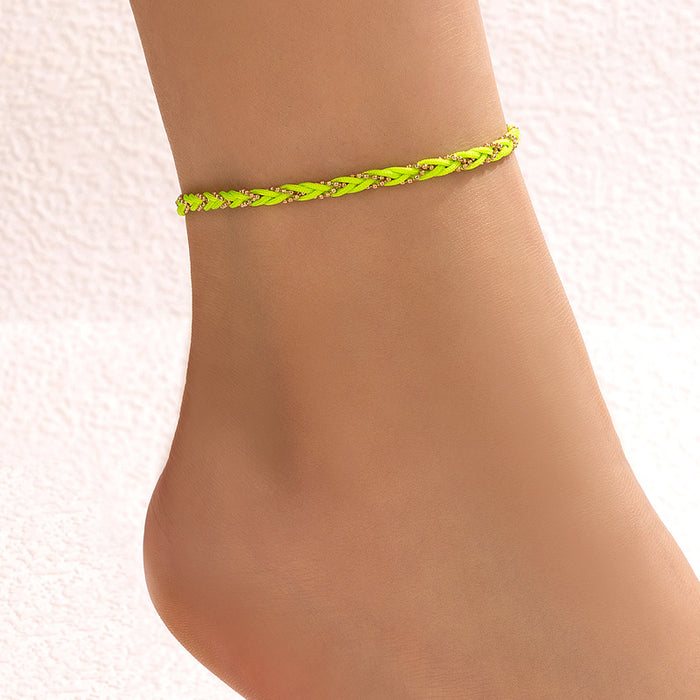 Wholesale Ethnic Wind Braided Twist Color Cord Anklets Single MOQ≥2 JDC-AS-MoM001