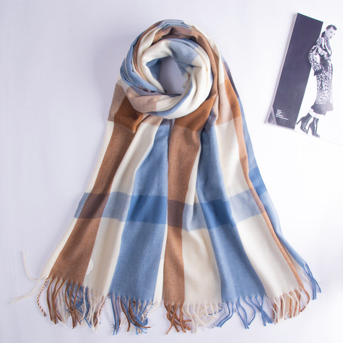 Wholesale Scarf Imitation Cashmere Plaid Thickening Thermal Shawl JDC-SF-Randai006