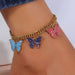 Jewelry WholesaleWholesale pearl multi-color drip oil sticker butterfly set anklet JDC-AS-YeB041 Anklets 烨贝 %variant_option1% %variant_option2% %variant_option3%  Factory Price JoyasDeChina Joyas De China