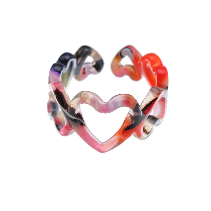 Wholesale Acrylic Resin Gradient Heart Ring JDC-RS-NZ018