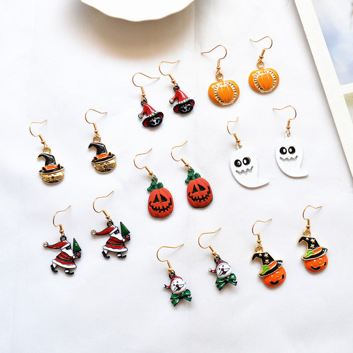 Wholesale Earrings Alloy Ceramic Halloween Skull Earrings JDC-ES-Xienuo006