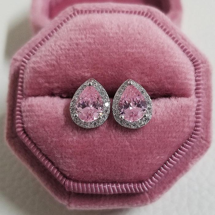 Wholesale pink Zircon Earrings JDC-ES-ery001