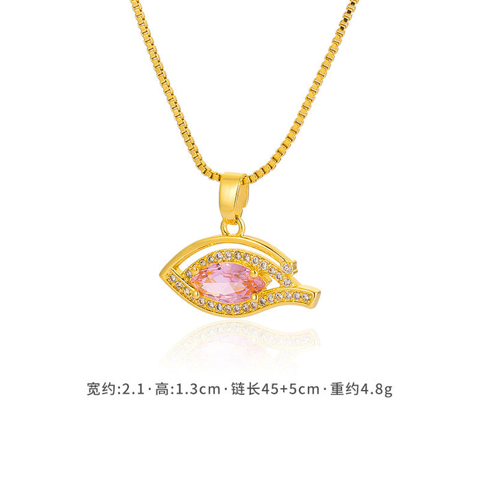 Wholesale colorful zircon fashion niche retro evil eye necklace JDC-NE-DRY004