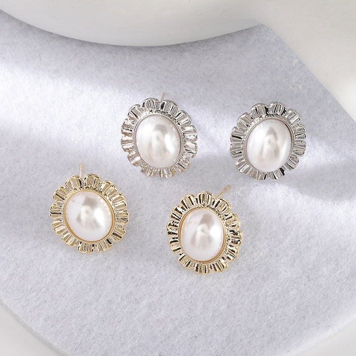 Wholesale Pearl Stud Earrings Small Fresh Flower Earrings Sterling Silver Needle JDC-ES-lianxin009