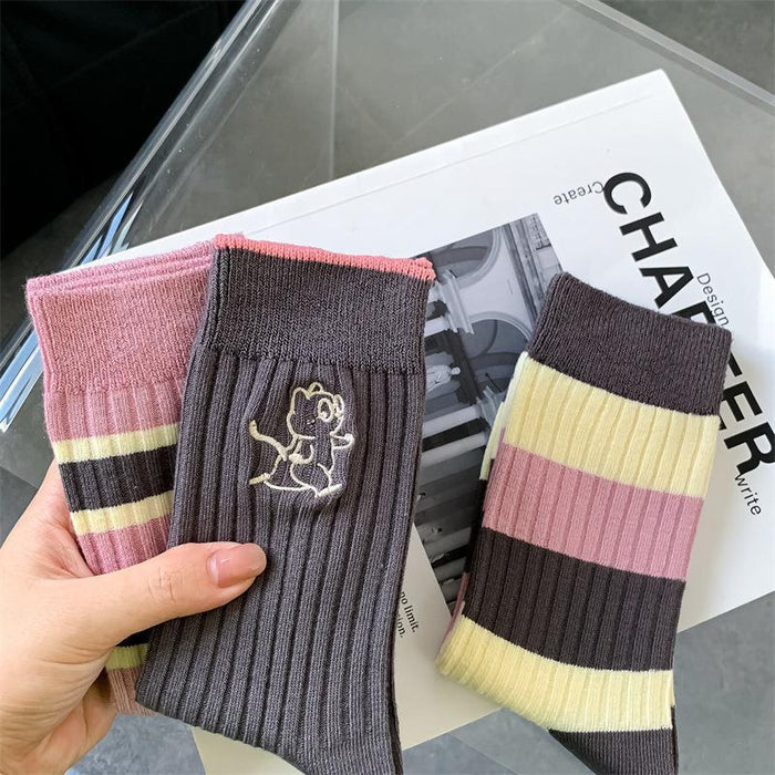 Wholesale Socks Cotton Coffee Striped Letter Socks JDC-SK-BingTao002