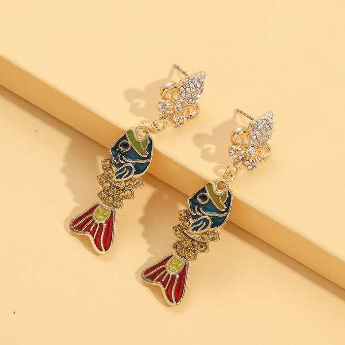 Wholesale Earrings Alloy Enamel Anchor Cat Fish Spot Drill MOQ≥2 JDC-ES-JUYAO002