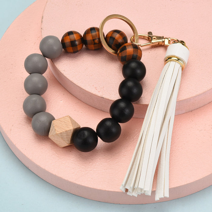 Wholesale Tassel Wood Beads Fashion Beads Bracelet Keychain JDC-KC-YPin012