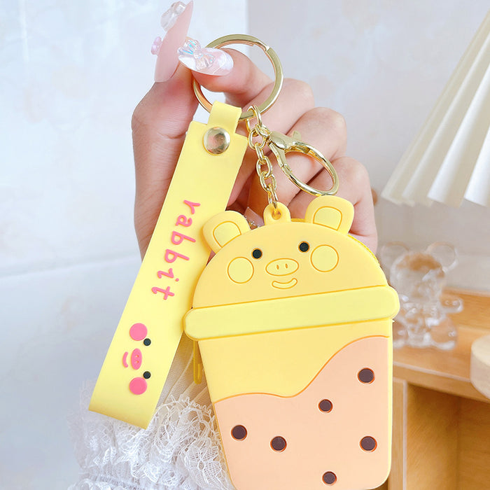 Wholesale Keychains Silicone Alloy Cartoon Cute Bubble Tea JDC-KC-JXi014