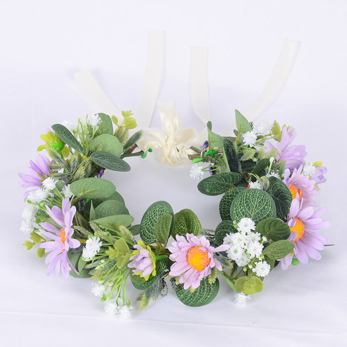 Wholesale Headband Fabric Simulation Gypsophila Eucalyptus Eucalyptus Leaf Garland JDC-HD-WeiH001