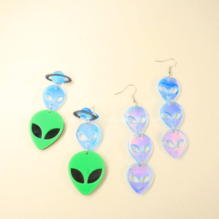 Wholesale Earrings Acrylic Halloween Alien Space Collection MOQ≥2 JDC-ES-MOSHU022