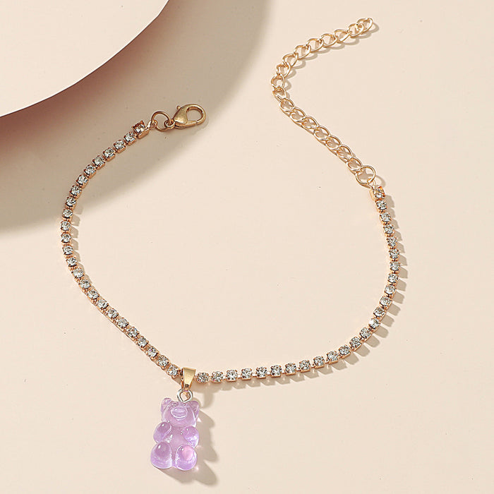 Jewelry WholesaleWholesale Resin Bear Chain Rhinestone Anklet JDC-AS-D014 Anklet 晴雯 %variant_option1% %variant_option2% %variant_option3%  Factory Price JoyasDeChina Joyas De China