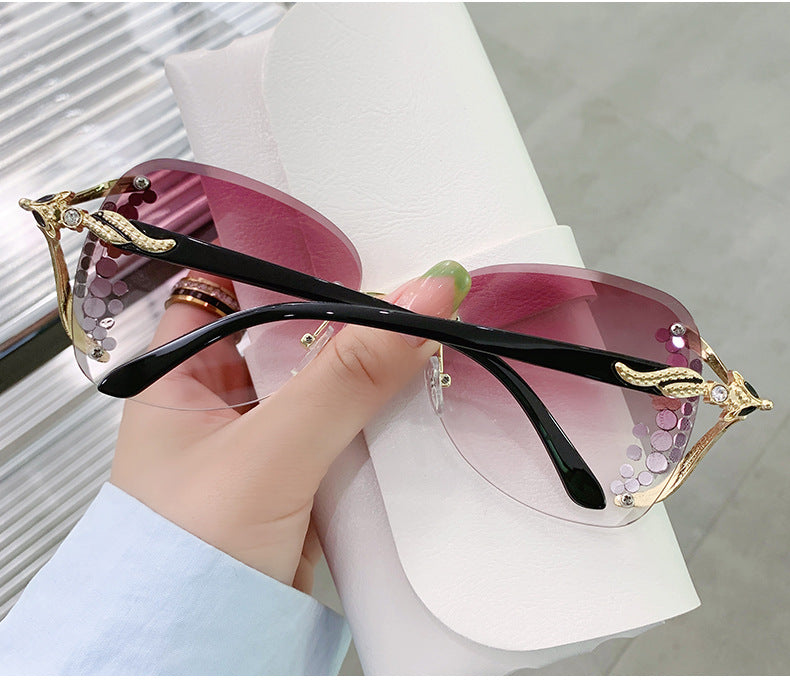 Wholesale rimless cut edge women UV protection diamond sunglasses JDC-SG-ZhanH005