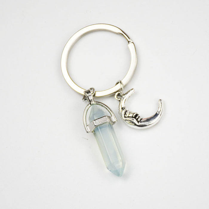 Jewelry WholesaleWholesale Sun Moon Natural Stone Hexagon Pillar Crystal Couple Alloy Keychain JDC-KC-SiShuo001 Keychains 思硕 %variant_option1% %variant_option2% %variant_option3%  Factory Price JoyasDeChina Joyas De China