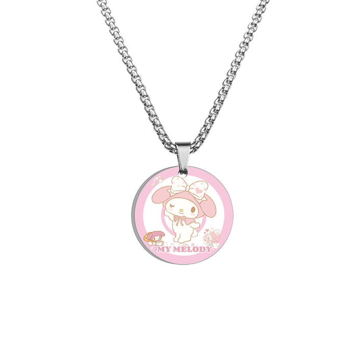 Wholesale Necklace Stainless Steel Cute Cartoon Round Color Printing MOQ≥2 (S) JDC-NE-HuanYu007