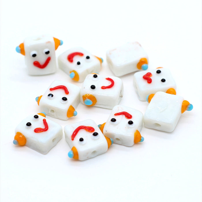 Wholesale Pendant Glass Beads Cute Robot Diy Glass Beaded Accessories MOQ≥2 JDC-PT-BiLai001