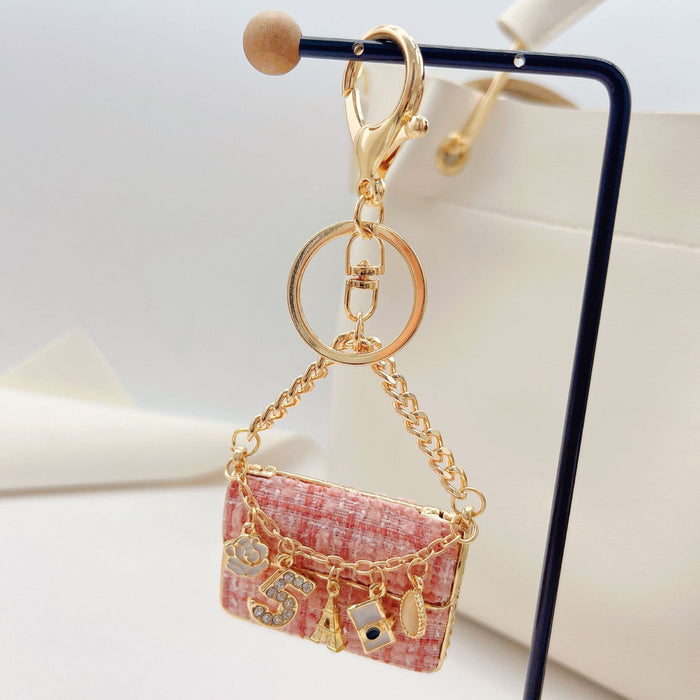 Wholesale Keychains Alloy Fabric Rhinestone Bag Pendant MOQ≥2 JDC-KC-ZhanLun001