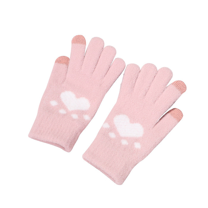 Wholesale Gloves Woolen Cute Cat Claws Warm and Cold Protection Touch Screen MOQ≥2 JDC-GS-JiaT009