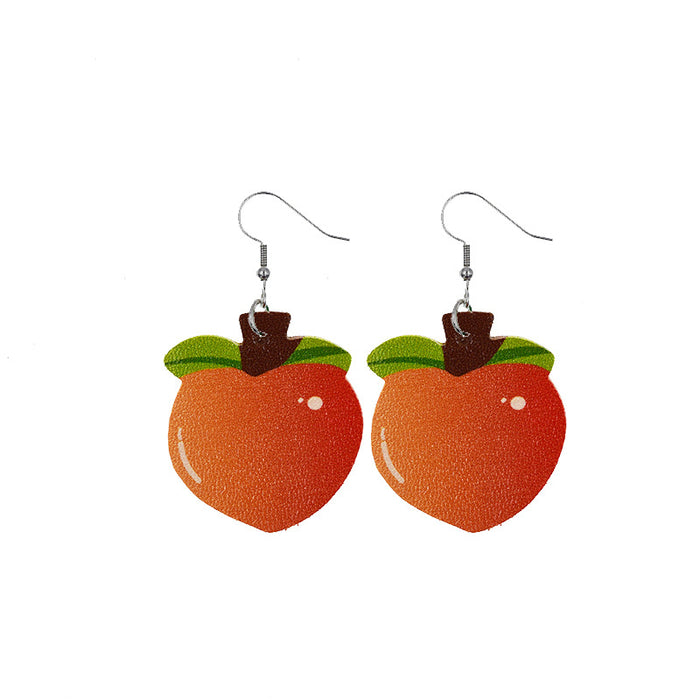 Jewelry WholesaleWholesale Hawaiian Fruit Pineapple Watermelon Lemon Cherry PU Leather Earrings MOQ≥2 JDC-ES-Chengy015 Earrings Chengy %variant_option1% %variant_option2% %variant_option3%  Factory Price JoyasDeChina Joyas De China