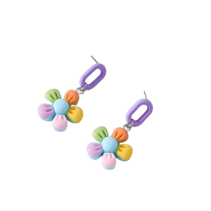 Wholesale Earrings Color Flowers Acrylic 3D Cute JDC-ES-GuTe019