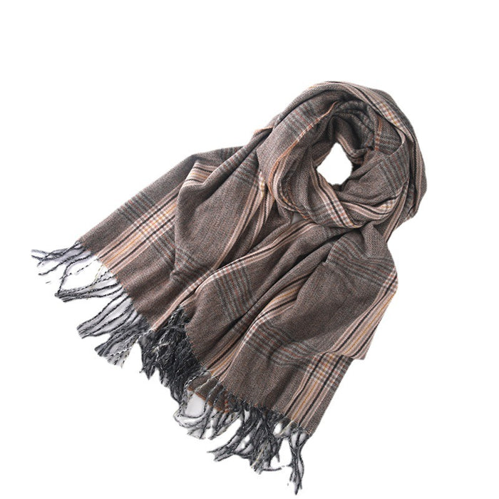 Wholesale Scarf Acrylic Autumn/Winter Plaid Bristle Tassel Shawl MOQ≥2 JDC-SF-Shenm001