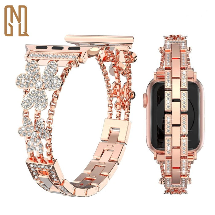 Jewelry WholesaleWholesale Apple Watch Clover Diamond Alloy Watch Band JDC-WB-GQN004 Watch Band 古琪尼 %variant_option1% %variant_option2% %variant_option3%  Factory Price JoyasDeChina Joyas De China