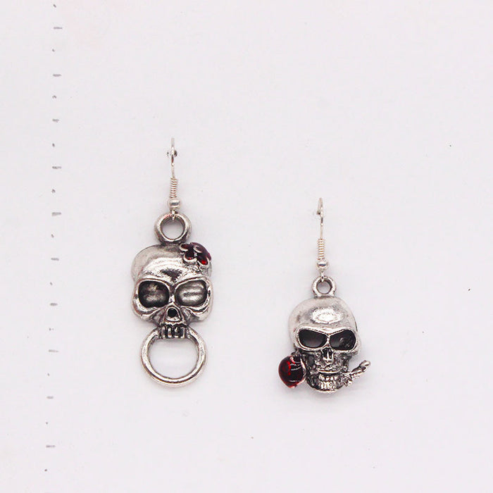 Jewelry WholesaleWholesale skull mouth bite rose ancient silver alloy stud earrings JDC-ES-YYFF013 Earrings 燕羽飞飞 %variant_option1% %variant_option2% %variant_option3%  Factory Price JoyasDeChina Joyas De China