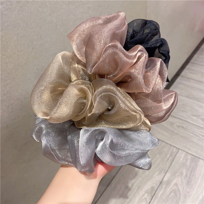 Wholesale Mesh Yarn Pearlescent Transparent Yarn Hair Scrunchies JDC-HS-WTou001