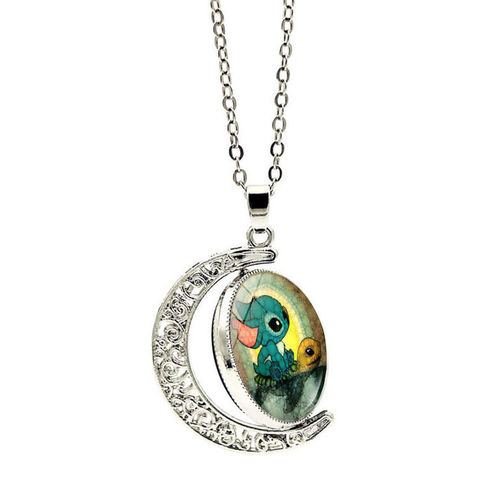 Wholesale Necklace Women's Versatile Explosive Double Sided Rotating Moon JDC-NE-JiaYun005