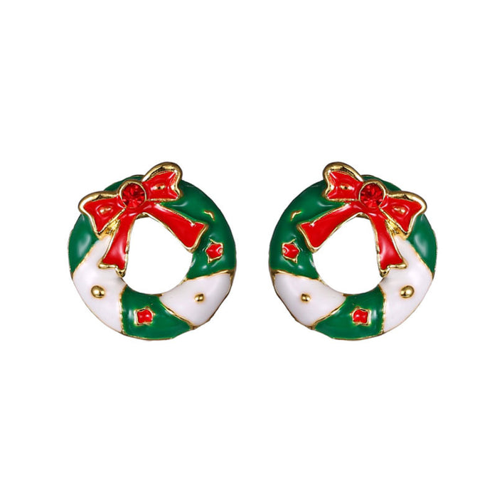 Wholesale Earrings Alloy Enamel Christmas Snowflake Elk Cane JDC-ES-LongX004