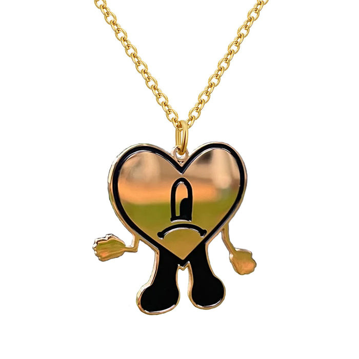 Wholesale Necklace Stainless Steel Corrosion Drop Oil Heart Shape MOQ≥2 (F) JDC-NE-XiM003