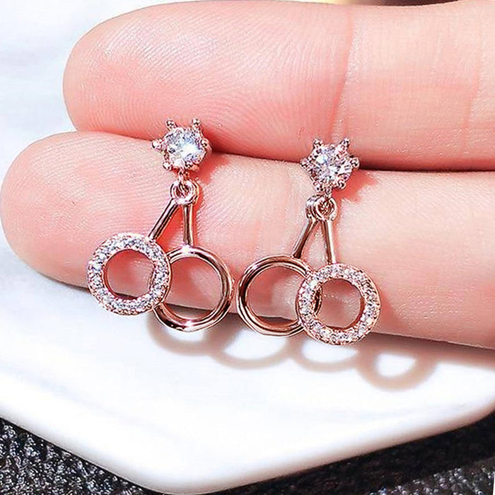 Wholesale Earrings Copper Diamond Double Hoop MOQ≥2 JDC-ES-PREMCAOS006