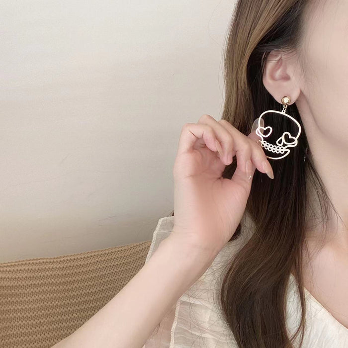 Wholesale Earrings Alloy Cartoon Halloween Gold Plated Skull JDC-ES-aimei002