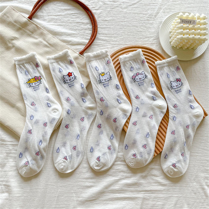 Wholesale summer thin sweet hollow cute cat pile socks JDC-SK-YMS005