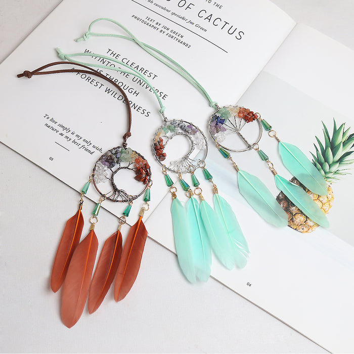 Jewelry WholesaleWholesale Feather Iron Ring Gravel Tree of Life Car Ornament JDC-DC-LZ047 Dreamcatcher 联缀 %variant_option1% %variant_option2% %variant_option3%  Factory Price JoyasDeChina Joyas De China