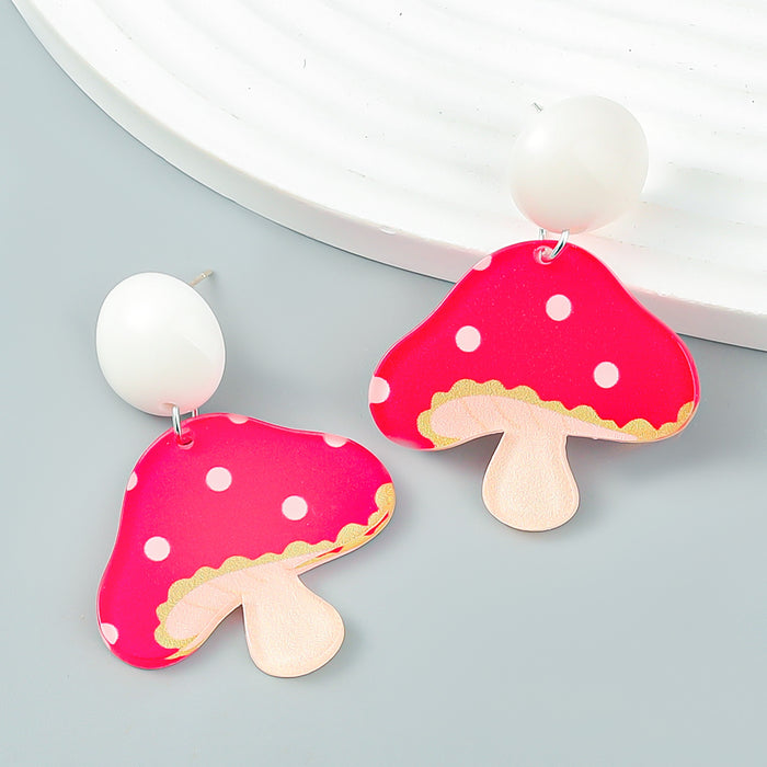 Wholesale plastic small fresh geometric resin strawberry mushroom earrings MOQ≥2 JDC-ES-jiul007