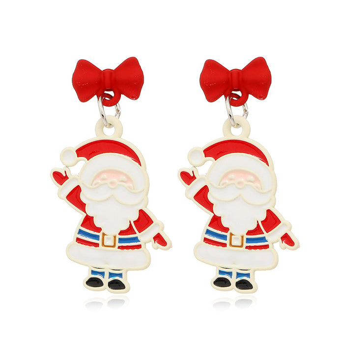 Wholesale Earrings Alloy Enamel Christmas Tree Santa Claus Bells MOQ≥2 JDC-ES-ZL024