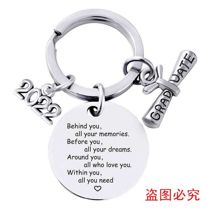 Jewelry WholesaleWholesale Stainless Steel Round Graduation Season Gift Metal Keychain JDC-KC-GangGu001 Keychains 钢古 %variant_option1% %variant_option2% %variant_option3%  Factory Price JoyasDeChina Joyas De China