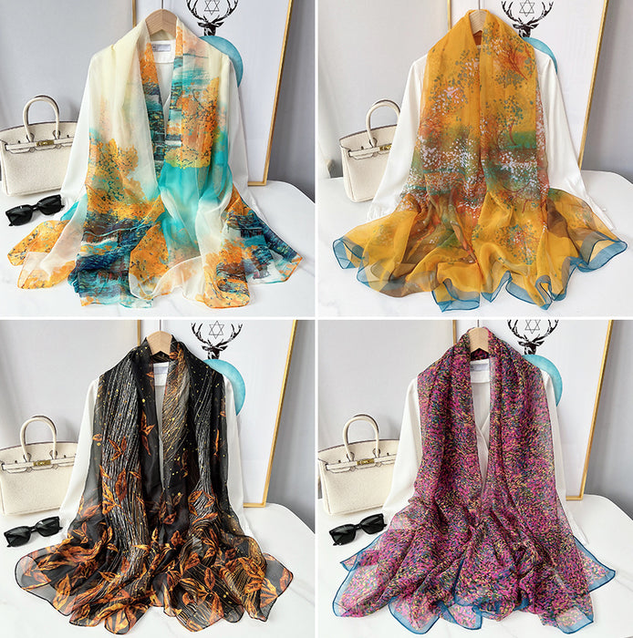 Wholesale Silk Scarf You Soft Yarn Summer Sunscreen Shawl MOQ≥2 JDC-SS-SiYa001