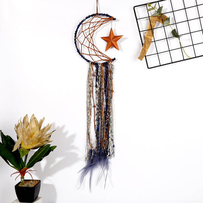 Wholesale Moon Star Woven Feather Dreamcatcher MOQ≥2 JDC-DC-DYue003