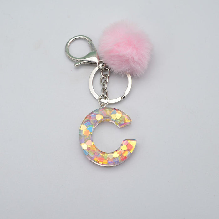 Jewelry WholesaleWholesale love sequin resin drip glue 26 English letter keychains MOQ≥2 JDC-KC-YiWa001 Keychains 伊娃 %variant_option1% %variant_option2% %variant_option3%  Factory Price JoyasDeChina Joyas De China