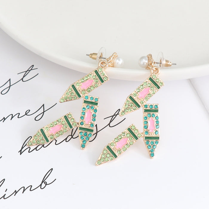 Wholesale Earrings Alloy Diamonds Creative Green Bullets JDC-ES-JJ337