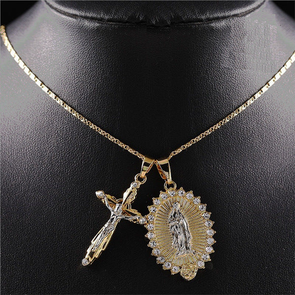 Wholesale Crucifixion Necklace Virgin Mary 18K Gold Necklace JDC-NE-KeJ002